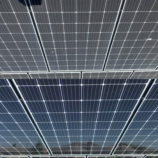 Image of solar panels being cleaned in Newport Beach